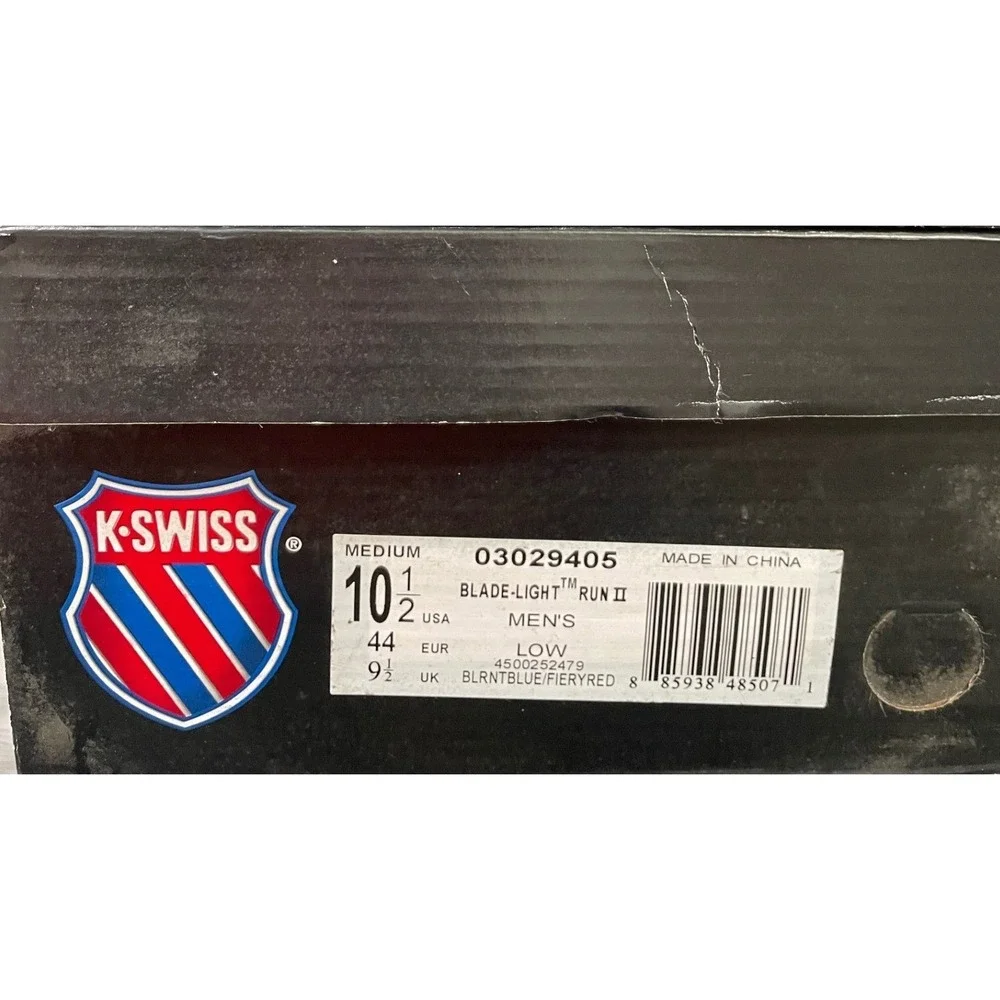 K-Swiss Blade-Light Run II Men 10 1/2 Running Shoes Blue Black Red Seamfree Tech